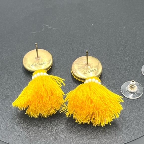 J.Crew Yellow Beaded Stud and Tassel Drop Gold Tone Earrings - Picture 12 of 13